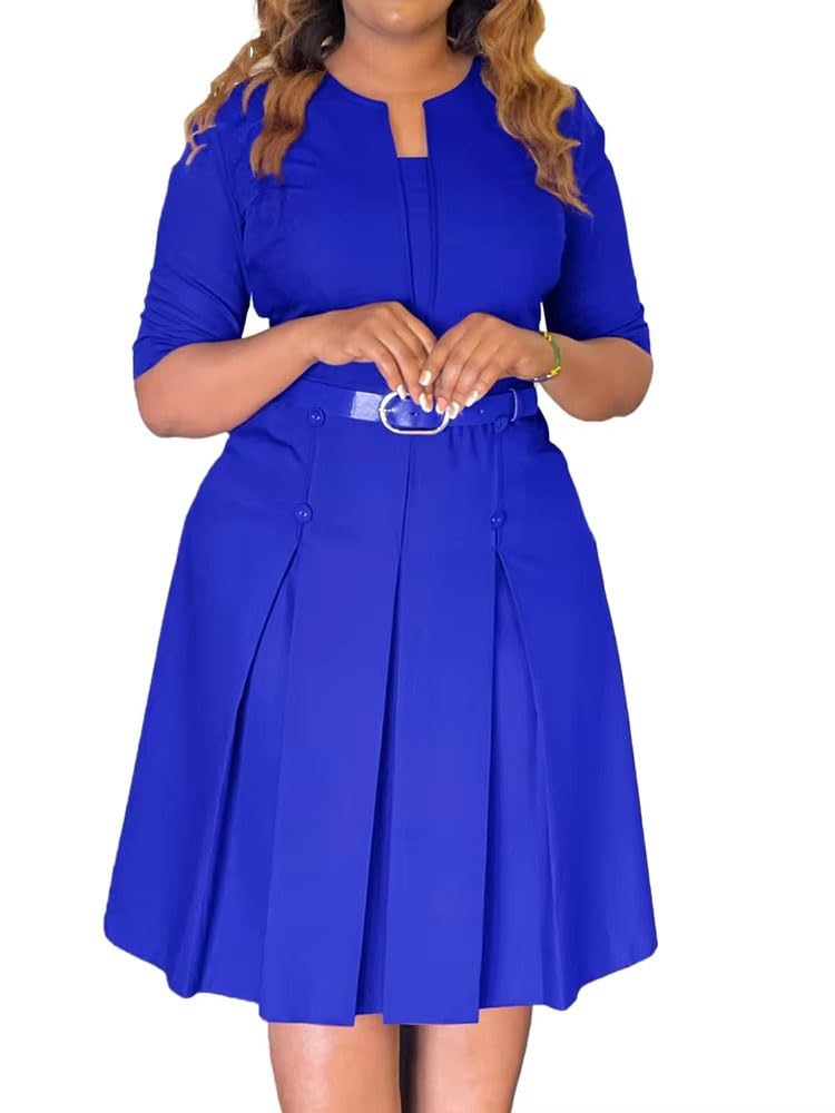 Vestidos midi para mujer con cinturón, media manga, acampanado, vestidos de invitados africanos para noche de graduación