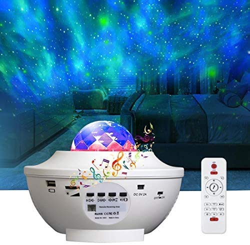 Galaxy projectorlamp, led-projectorlicht met bluetooth en afstandsbediening, voor kinderen, volwassenen, feestdecoratie, kerstcadeaus (wit)