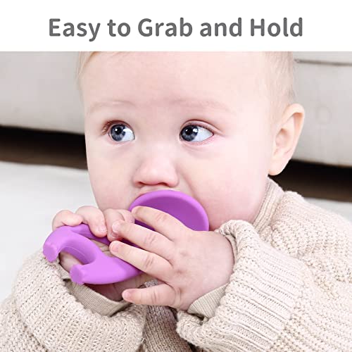 Baby Teething Toys For Babies 3, 6, 12 Months, Mombella Elephant Baby Teether With Clip Never Drop, Silicone Infant Teething Toys, 9 Month Old Baby Chew Toy, Bpa Free Baby Gifts, Purple #TOP2