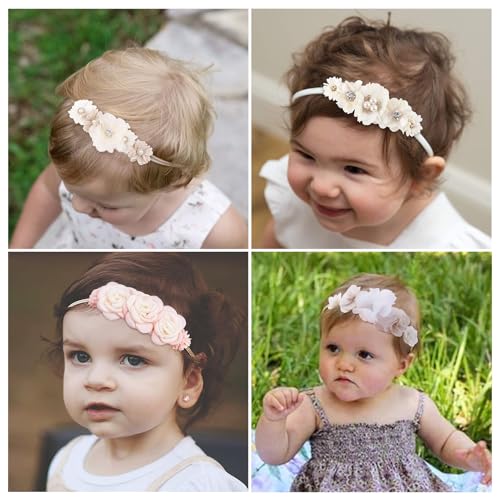 Baby Girls Headbands Flower Headband 6 Pcs Nylon Elastic Headbands Newborn Hair Bows Hair Accessories Gifts for Infant Toddlers Kids3