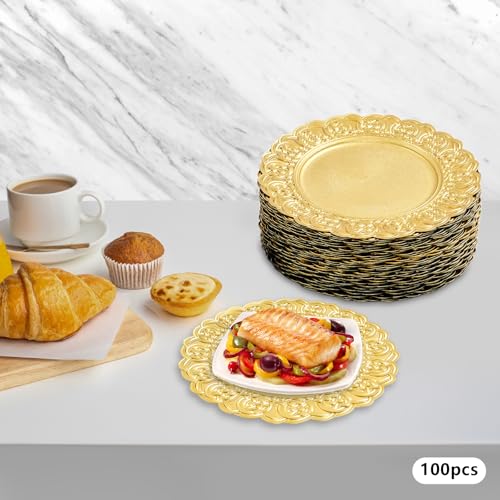 Platos decorativos redondos de plástico 13 in set 100 piezas miniatura 3