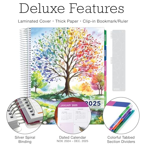 Deluxe 2025 Planner, 8.5"x11": 14 Months (November 2024 - December 2025), Includes Page Tabs, Bookmark, Planning Stickers, Pocket Folder Daily Weekly Monthly Planner Yearly Agenda (Tree Season) - Thumbnail 2