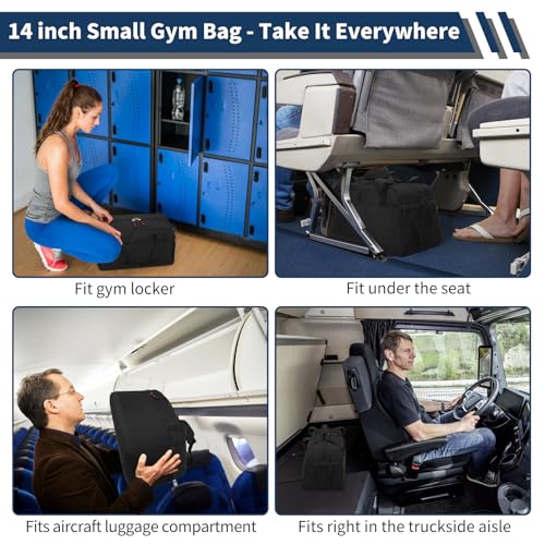 Small Gym Bag with Wet Pocket - 14 inch Mini Duffle Bag for Men & Women Lightweight Carry On Bag for Travel Sport - Black2