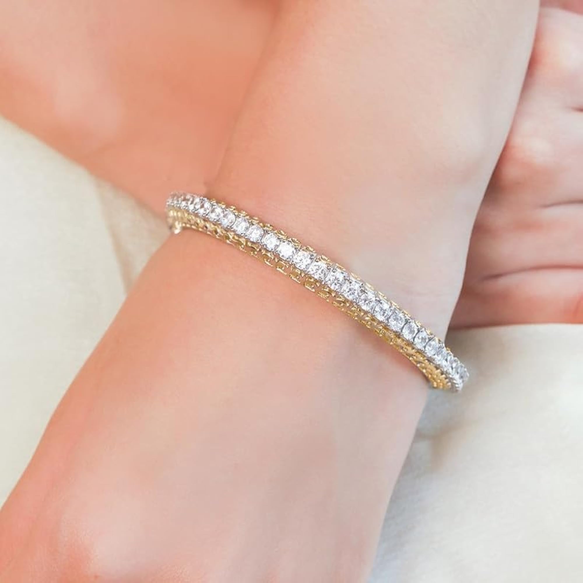 925 Silver CZ Plated Bangle for Women with Stamp