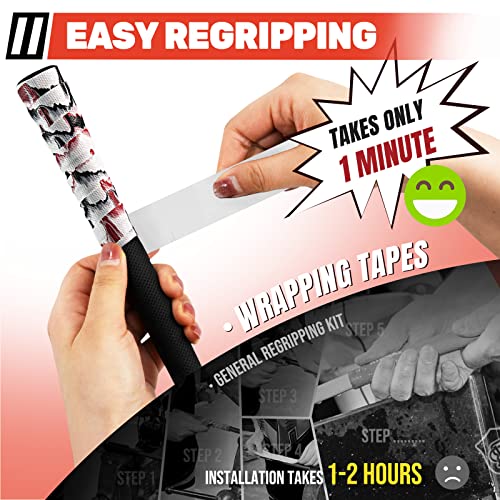 Eagle Work Golf Grip Wrapping Tapes, Innovative Regripping Solution For Golf Club Grips, 3 Pack Tacky Pu Overgrip Tapes, White #TOP2