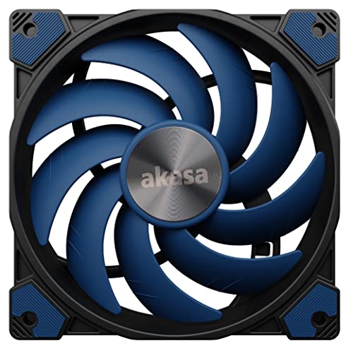 Akasa Alucia SC12 | Ventilateur de boîtier PWM de 120 mm | Jusqu'à 2000 RPM | Coussinets Anti-Vibrations | Ventilateur de Refroidissement Bleu pour PC, Refroidisseur de processeur | AK-FN117