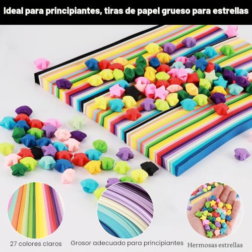 Miniatura 4 de Vepepe 3240 Piezas Estrella Papel Origami Con 27 Colores, Estrella Papel Para Hacer Origami, Arco Iris Papels Papiroflexia, Para Manualidades De Estrellas, Decorativas Diy