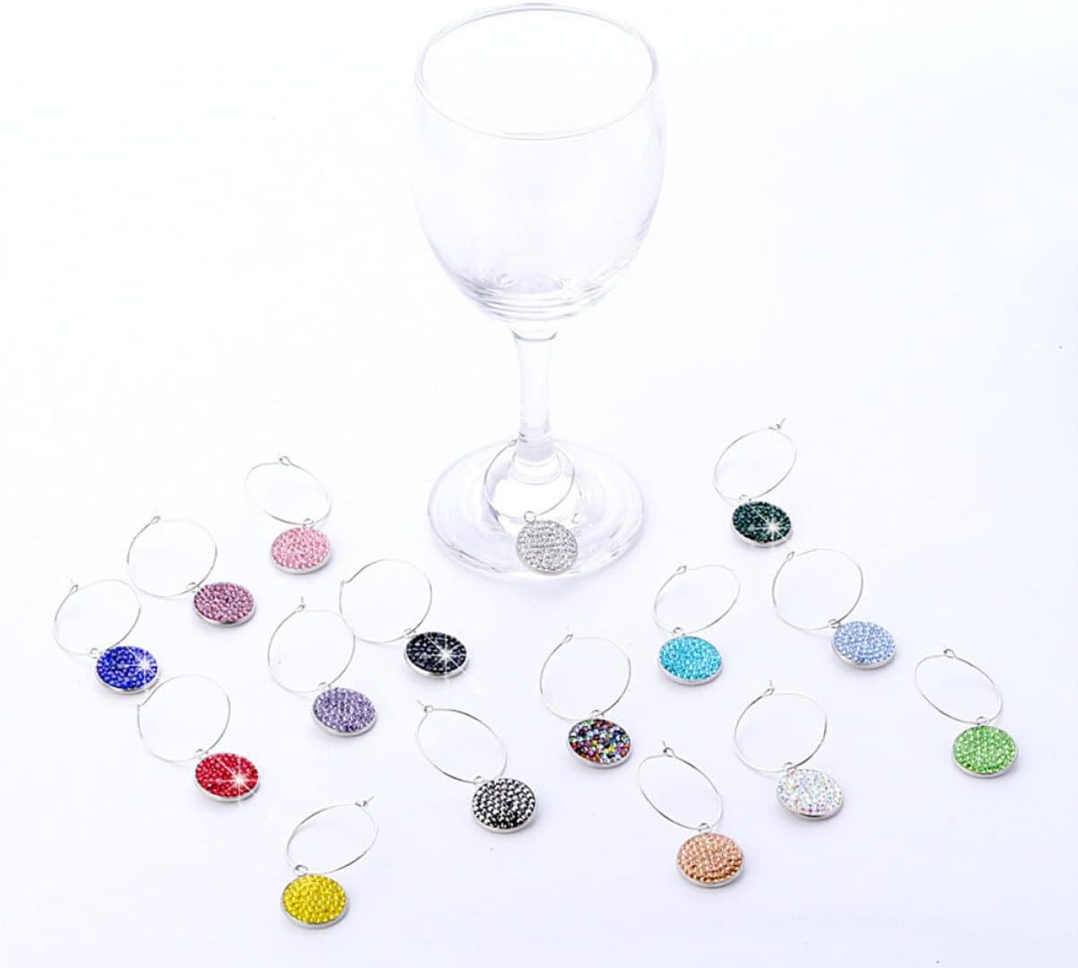 BESTOYARD 4sets Encrusted Wine Glass Charm Color Drink Markers for Easy Identification at Parties Gatherings and Home Bars Stylish Cup Decorations
