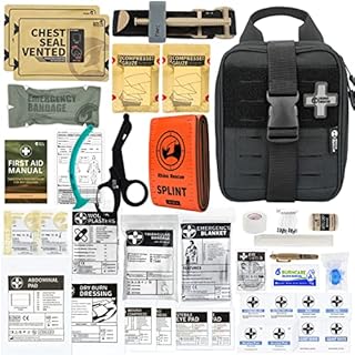 RHINO RESCUE IFAK First Aid Trauma Kit Molle Medical Pouch for Tactical Military Car Travel Hiking (Black)