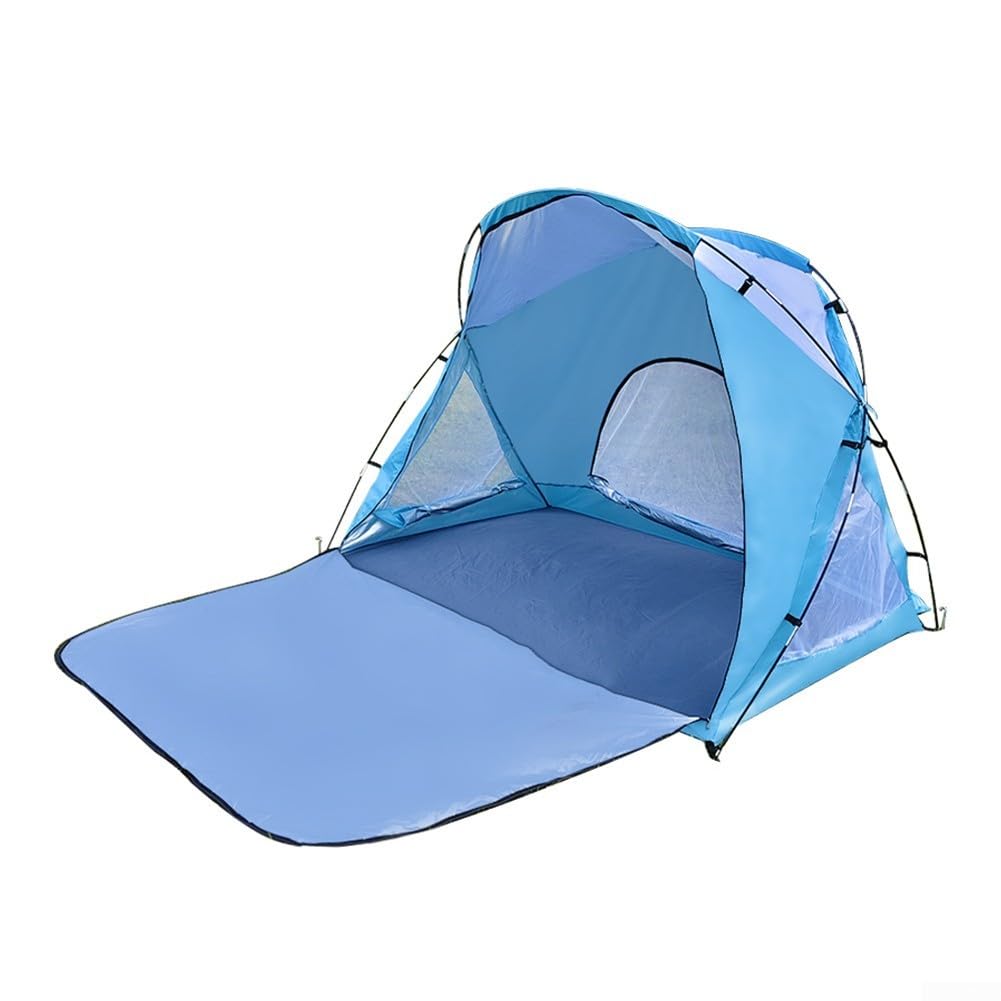 Tienda de campaña portátil estable con sacos de arena para evitar el viento
