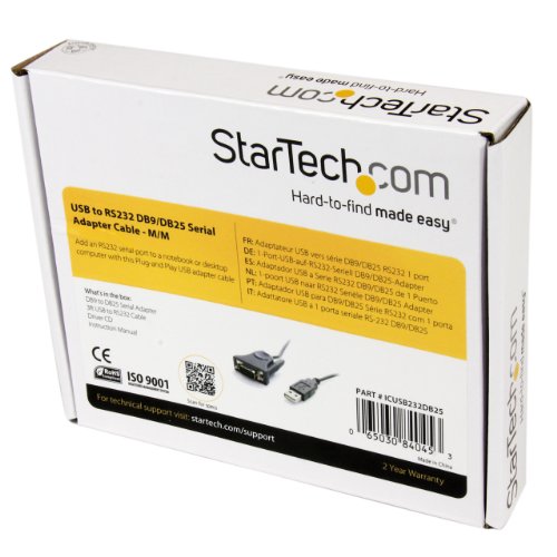 Startech.com Usb To Serial Adapter - 3 Ft / 1M - With Db9 To Db25 Pin Adapter - Prolific Pl-2303 - Usb To Rs232 Adapter Cable (Icusb232Db25),Gray #TOP6
