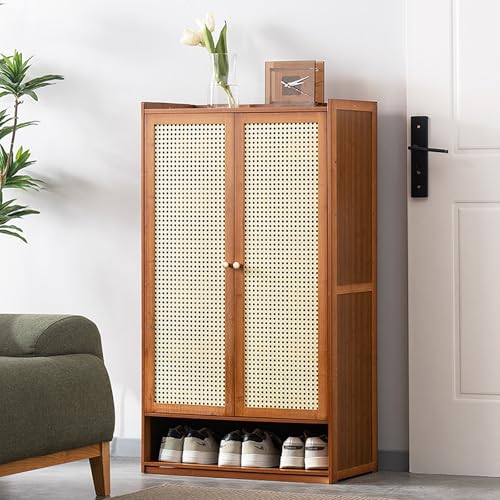 Meuble à chaussures en rotin 60 cm à 2 portes, finitions intemporelles de qualité