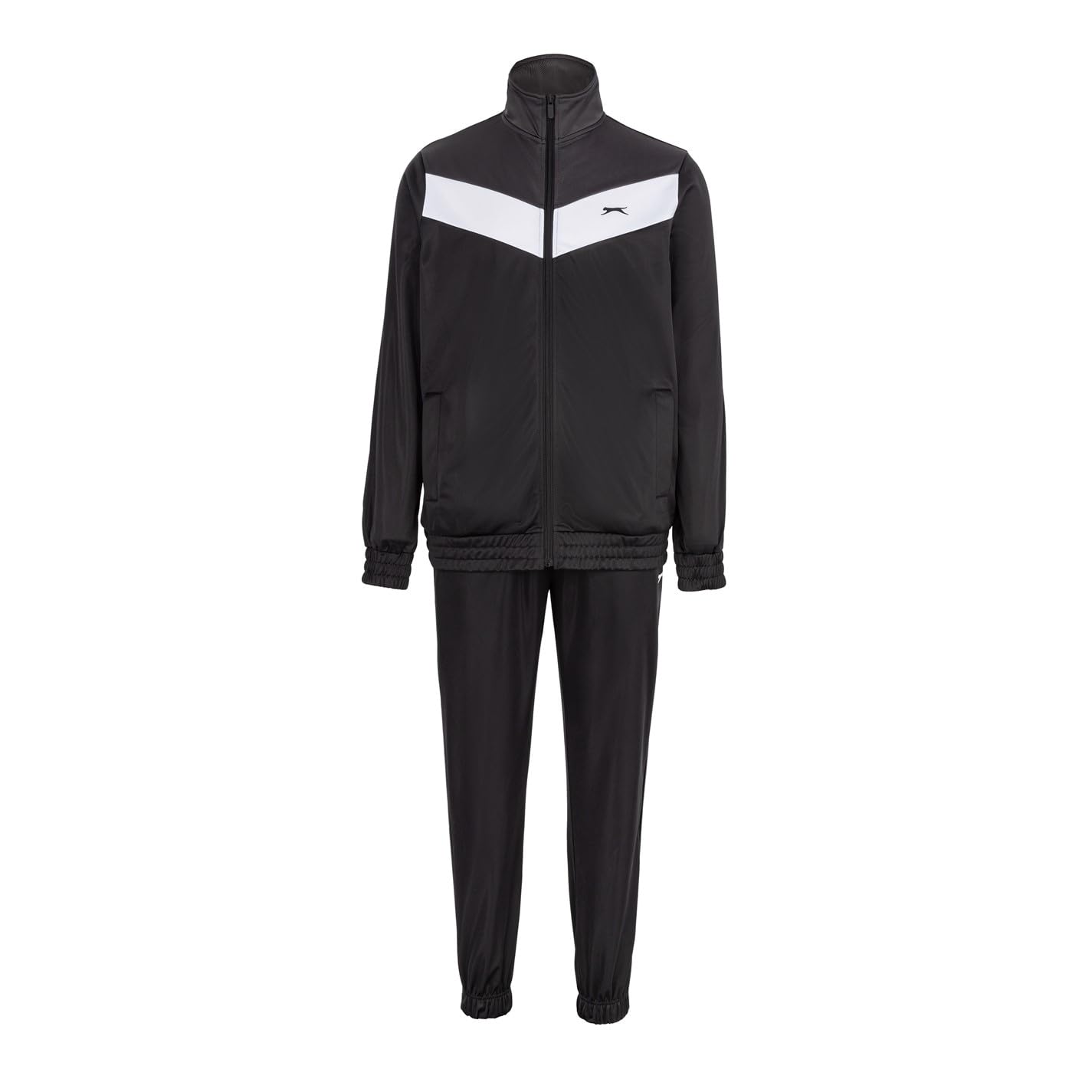 Slazenger Mens Poly Tracksuit - Black/charcoal/white - XL