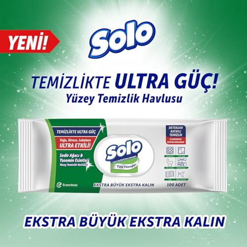 SOLO Yüzey Temizleme Mendili Ultra Güç Sedir & Yasemin, 100 Yaprak