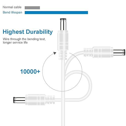 Miniatura 2 de Wefomey Cable de extensión CC de 10 pies de 0.217 in x 0.083 in, cable de extensión de alimentación universal de 12 V CC para cámara de seguridad,