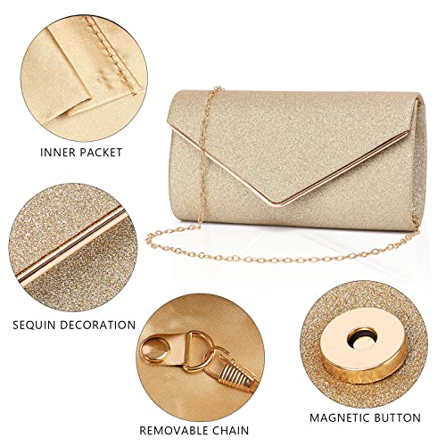 Labair Shining Envelope Clutch Purses For Women Evening Clutches For Wedding And Party,Gold,Small. #TOP4
