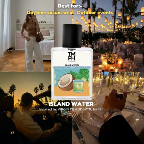 Image of TMPerfumehouse Island Water EDP for Men & Women | Fresh, Tropical & Long Lasting Perfume Spray | Citrus, Sweet & Coconut Fragrance | Luxury Gift for Him & Her | TMPH | 50ml