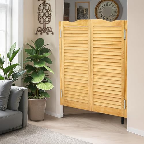 VEVOR Double Saloon Doors, 36"W x 42" H Arched Top Interior Swinging Cafe Doors, Premium Pine Wood, with Hinges & Hardware Kit, Easy to Install, for Hallway Kitchen Bar Pub Entrance, Log Color by VEVOR - Image 2