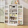 Meilocar 47in Kitchen Pantry Cabinet Wood Kitchen Storage Pantry Cabinets Freestanding Pantry Cabinet with Doors Adjustable Shelves Pantry Cabinet for Kitchen Living Room White