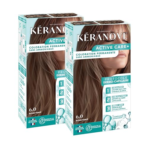 Teinture cuir chevelu sensible Keranove 6.0 blond foncé sans odeur agressive