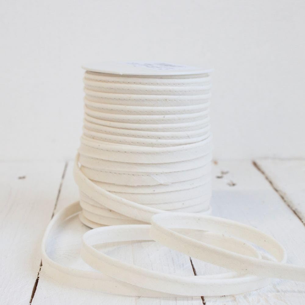 Craft Cult Small 9mm Wide Piping Bias Binding Piped Trim - 25 Metre Roll (0 - Natural with Seeds)