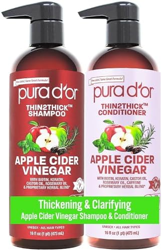 PURA D'OR Apple Cider Vinegar Shampoo & Conditioner Clarifying Set, 16oz x2