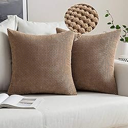 Funda Nordica Relleno Incluido MIULEE 2 Piezas Fundas de Cojines Diseño Granulado Fundas de Almohada con Cremallera Invisible Protectores Poliéster Modernos Decorativa para Cama Sofa Dormitorio Hogar 45 x 45cm Marrón