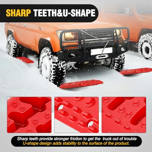 Image of Nilight Off Road Traction Boards with Jack Lift Base Heavy Duty Recovery Boards for Truck Jeep SUV Tire Traction Mats for Mud Sand Dunes Snow Vehicle Recovery Gear with Carry Bag Mounting Kit 2PCS