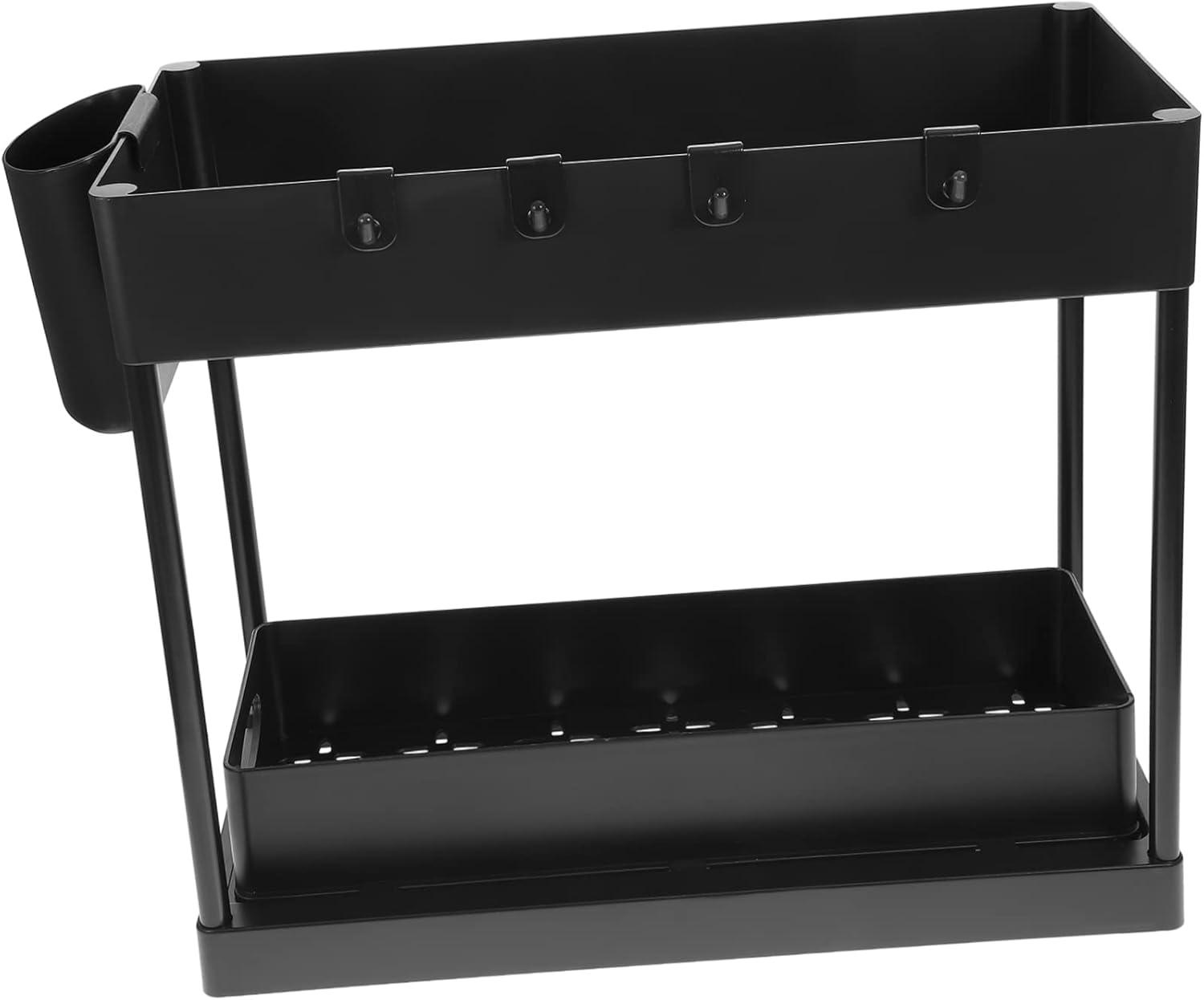 Alipis 1set Sink Organizer Sliding and Hooks Storage for Kitchen and Bathroom Frame Easy Installation Space-saving Design for Sundries and Towels