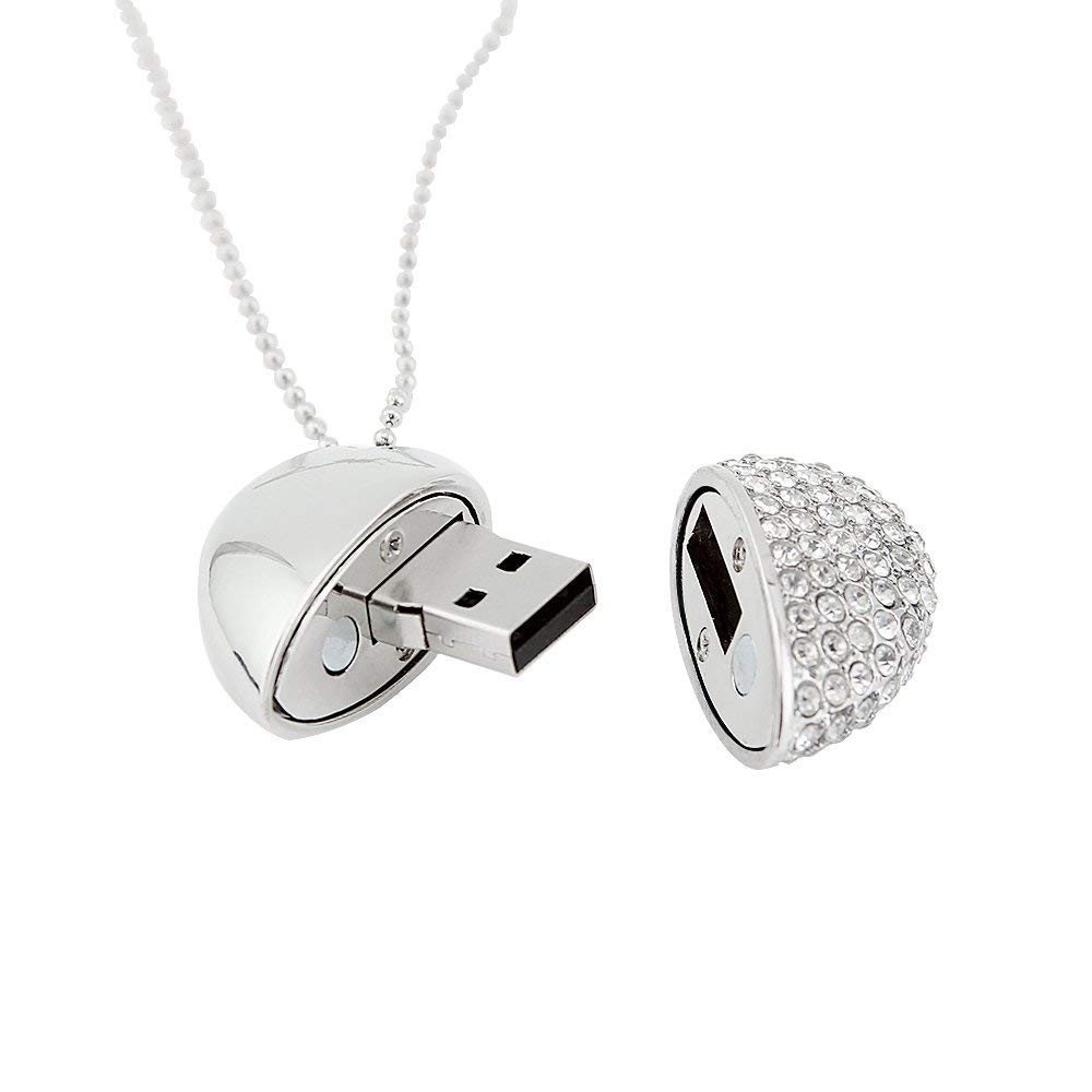 Heart-Shaped USB Flash Drive - Crystal Pendant Design, 32GB Or 64GB, USB 2.0 Memory Stick