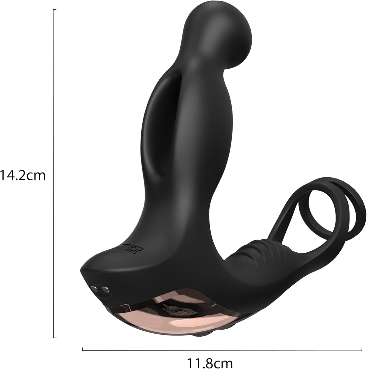 Massaggiatore con sensazione di formicolio interno e doppio anello, 9 modalità di vibrazione e 5 modalità di stimolazione, in silicone
