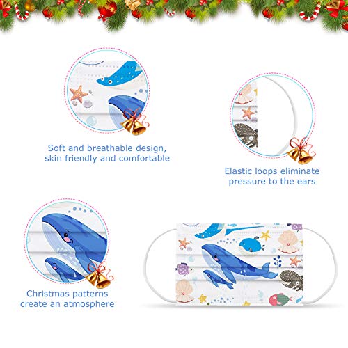 50 peças de descartáveis ​​de non-woven Staright infantil de 3 camadas de natal infantis de natal in