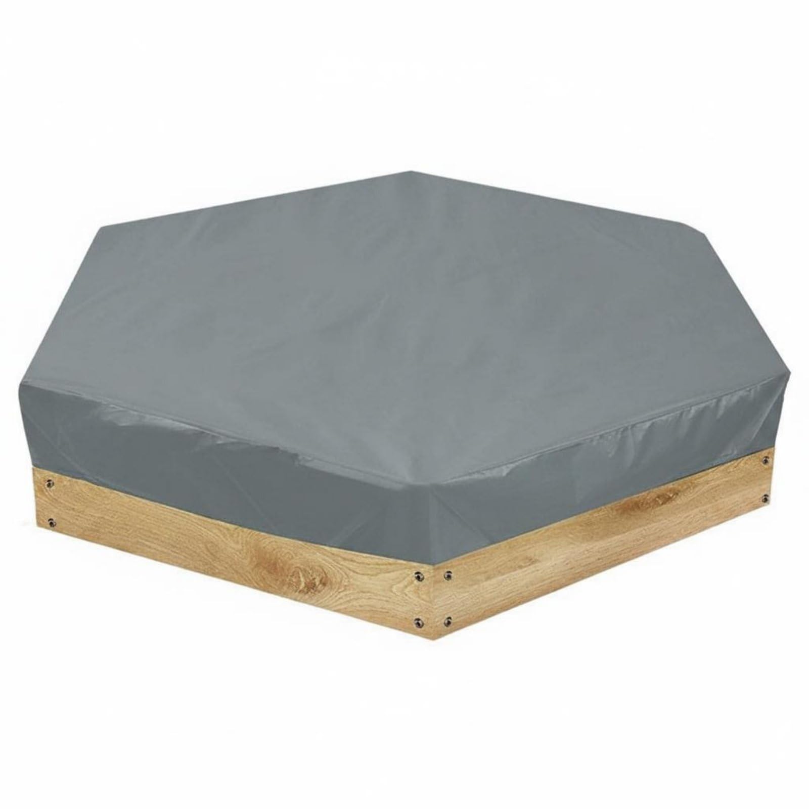 MYADDICTION Sun Protection Hexagonal Sandbox Cover 210D Material Hexagon Sandpit Cover Dustproof Waterproof Sandbox Tarp All-Season Use for Children, Garden, Backyard, Patio, Gray, 180-150-20cm-picture-21