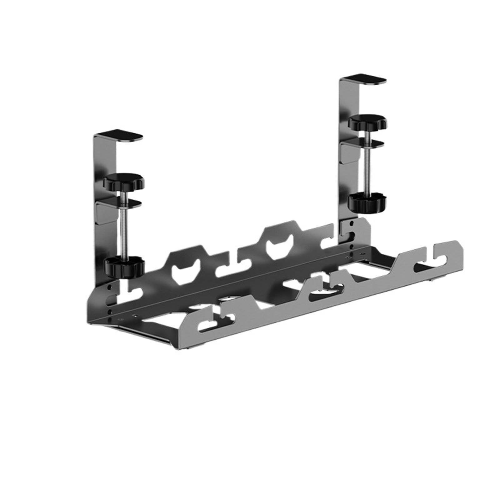 Kabelkanal Schreibtisch Kabelmanagement unter dem Schreibtisch, ausziehbares Metalltablett ohne Bohren, Mehrzweck-Hängeregal for den Haushalt Zur Aufbewahrung(Black Fixed)