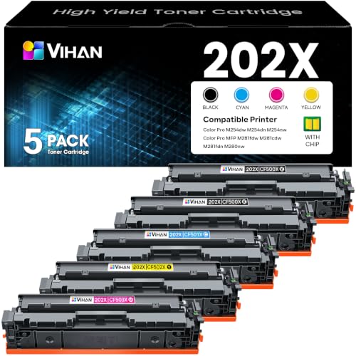 Image of Vihan 202X High Yield Toner Cartridges Replacement for HP 202X CF500X Toner 5 Pack