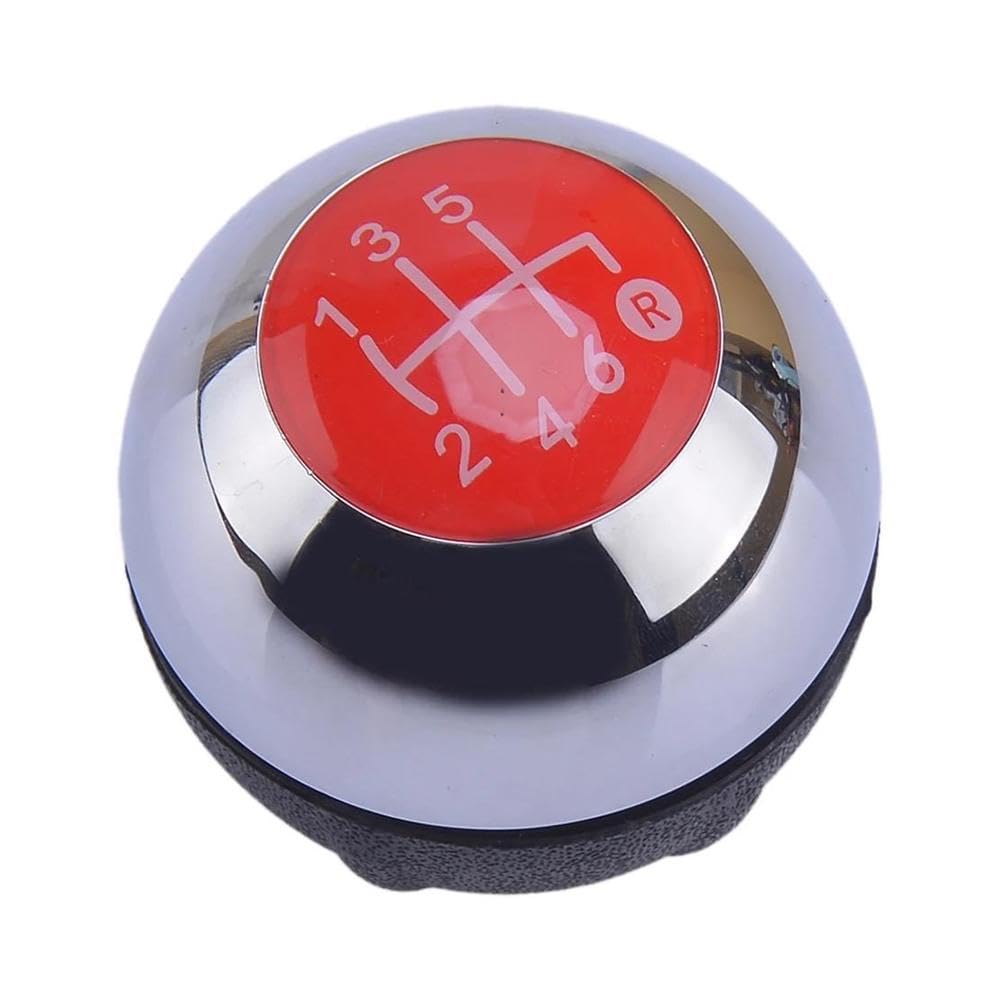 POANBCGY Shift Ball Joint 6 Speed Gear Shift Shifter Knob Head Ball for Fiat 500 2012-2018 Chrome Silver & Red