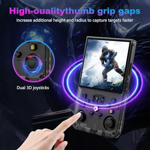 Image of R36MAX Retro Handheld Game Console, 4.0'' 720x720 IPS Screen, Built-in 18,000+ Classic Game, Portable Hand Held Open Source Linux System, 4000mAh Battery Retro Gaming Console(Transparent Black 61GB)