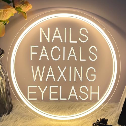 Image of Nails Facials Waxing Eyelash Neon Sign for Wall Decor 3D Art Carving Design Personalized Led Advertising Neon Light Sign for Beauty Salon Spa Business Lash Hair Shop Wedding Warm White USB 30x30CM