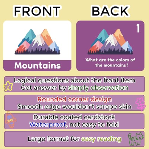 Image of Baby Learning Flash Cards for Toddlers 1-7, Learn to Think Logically | Words Number Color Shape | 100 Double-Sided Cards Design, Educational Toys for Preschool Kindergarten Pre-K 12 Month