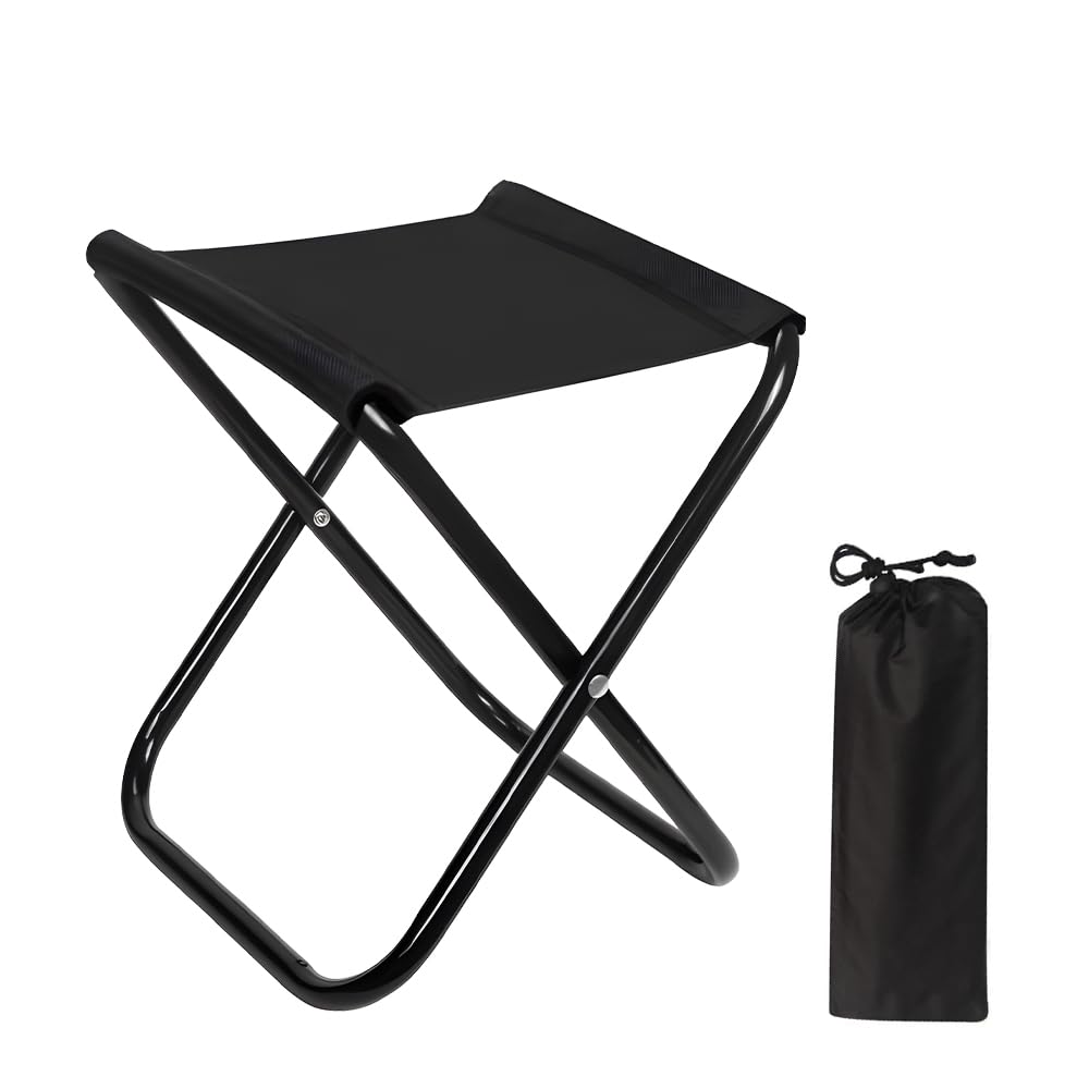 YVOETN Portable Folding Chair 13.8 in Camping Stool Carbon Steel Stand 1.6 LB Lightweight with Carry Bag 300 LBS Capacity Stool for Camping Fishing