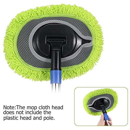 SLIIMU シェニール織マイクロファイバーダストモップヘッド交換用リフィル 66インチ壁モップ用 長いハンドル 壁 天井 床 窓の掃除に グリーン (66インチモップポールは付属しません)。
