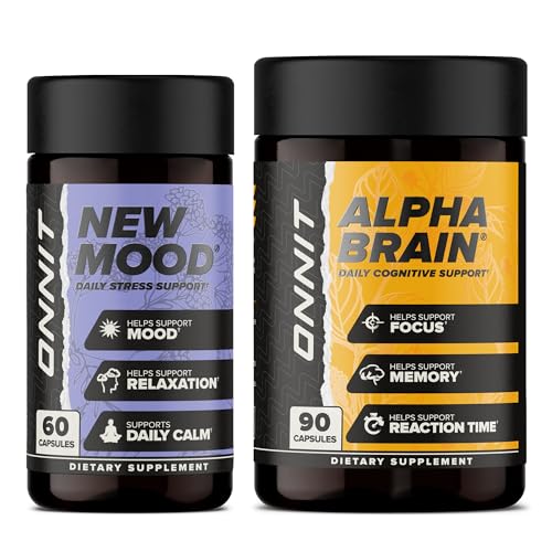 ONNIT Alpha Brain 90ct + New Mood 60ct Bundle Focus & Stress Support