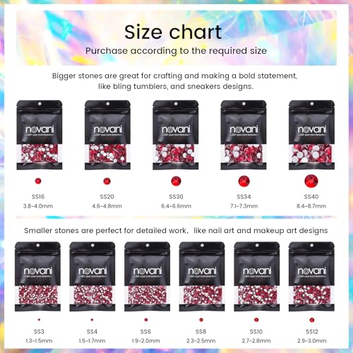 Image of Novani Rhinestones 1440pcs SS10 Glass Rhinestones Crystal Flatback Gemstones for Crafts Nails Makeup Bags and Shoes Decoration（SS10, Light Siam）