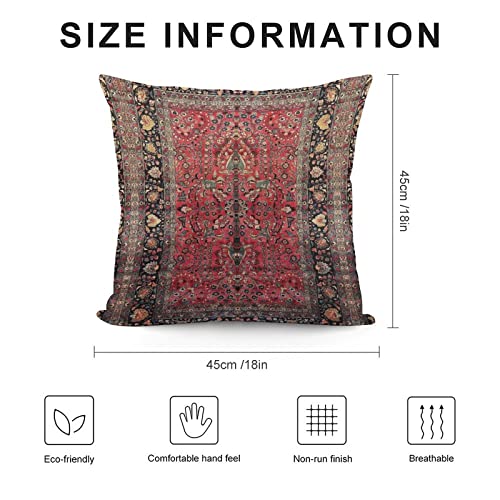 Nebra Antique Persian Red Rug Throw Pillow Cover Cozy Square Throw Pillow Case Home Decorative For Bed Couch Sofa Living Room Cushion Cover 18Inchx18Inch, One Size #TOP1