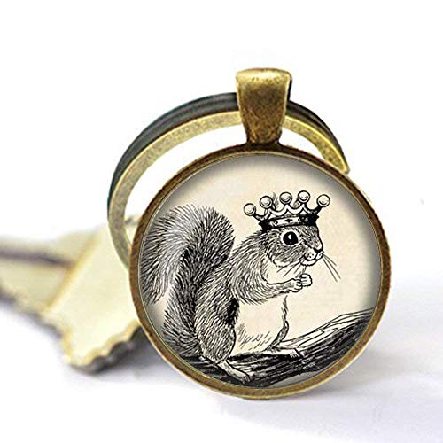 Preisvergleich Produktbild Schlüsselanhänger, Eichhörnchen-Design, Kunstschmuck, Tier, Königliches Eichhörnchen, Schmuck, Glas, Foto-Schmuck