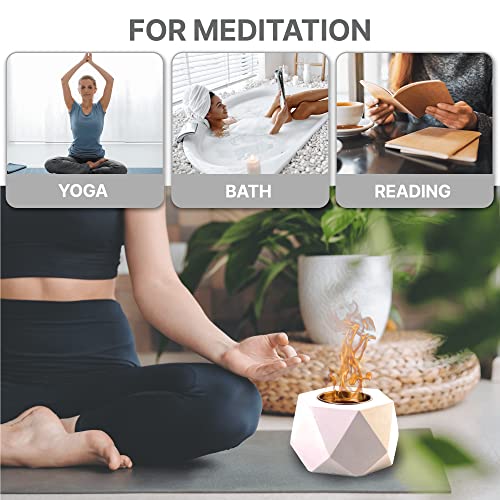 Casajin Tabletop Fire Pit –Modern Smokeless Fire Pit, Indoor Outdoor Portable Fire Pit Made Of Cement, Fun Mini Smores Maker (White) #TOP5