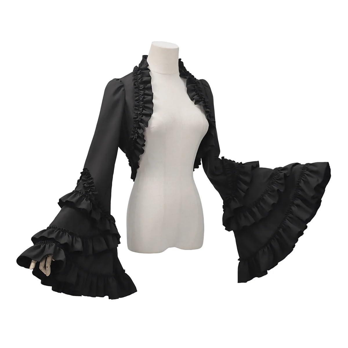 Giacca Steampunk a maniche lunghe svasata bianca con volant