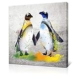 LoveHouse Watercolor Animal Wall Art Cute Arctic Penguin Giclee Print Gallery Wrap Modern Animal Art
