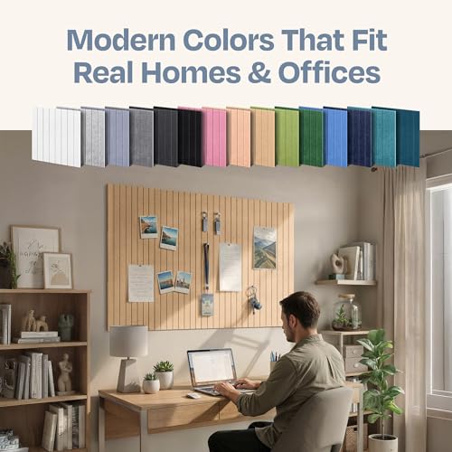 Image of X-Large Cork Board Alternative 12-Pack Felt Bulletin Board Thick and Decorative Pin Board for Home Office Walls 47.24 x 35.43 Inches with 72 Adhesive Tabs - [Soft Camel]