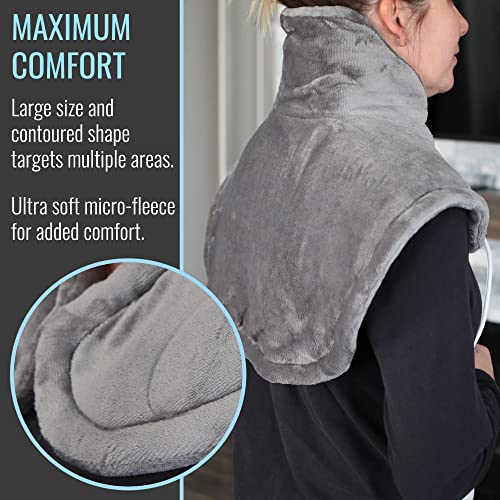 Image of DMI Plush Micro-Fleece Weighted Heating Pad for Neck, Shoulders & Back - 4 Heat Settings, Auto Shut-Off, 9' Cord, Gray, Large